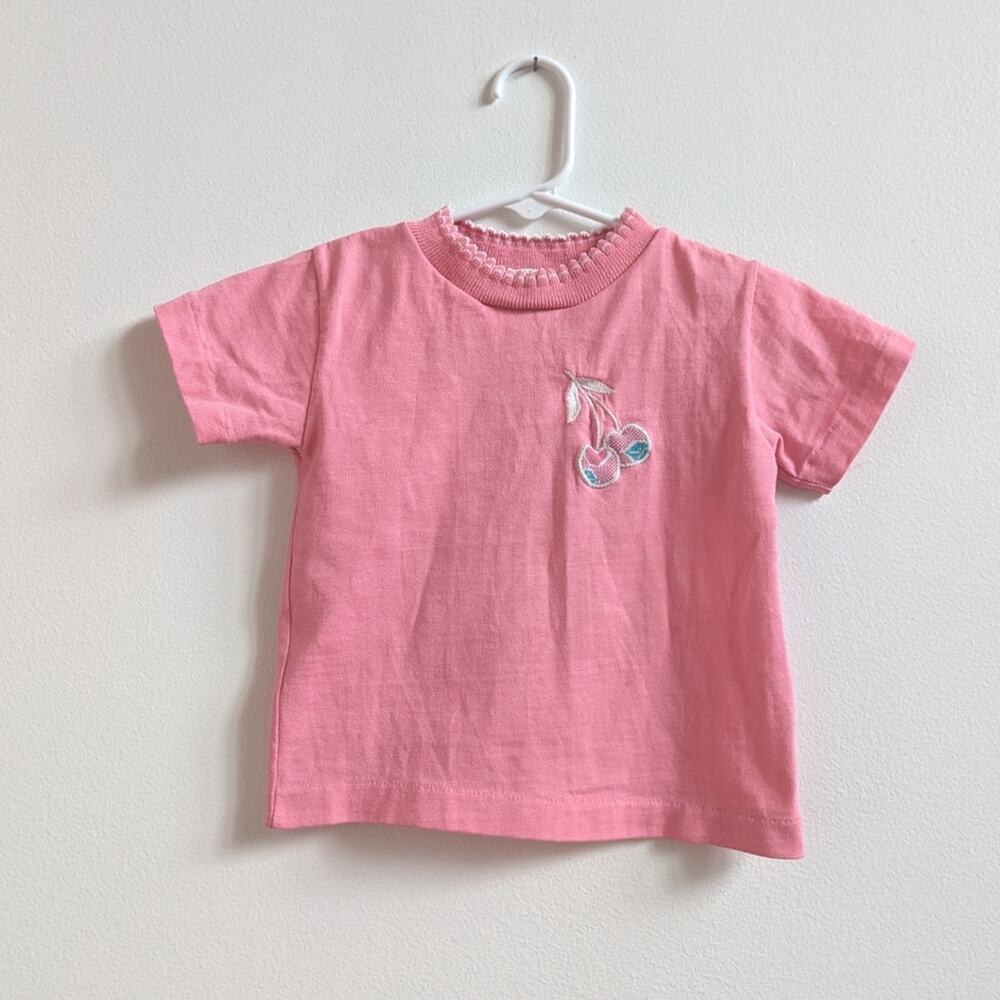 Vtg Healthtex T-Shirt Pink 24m Cherry Short Classic Basic